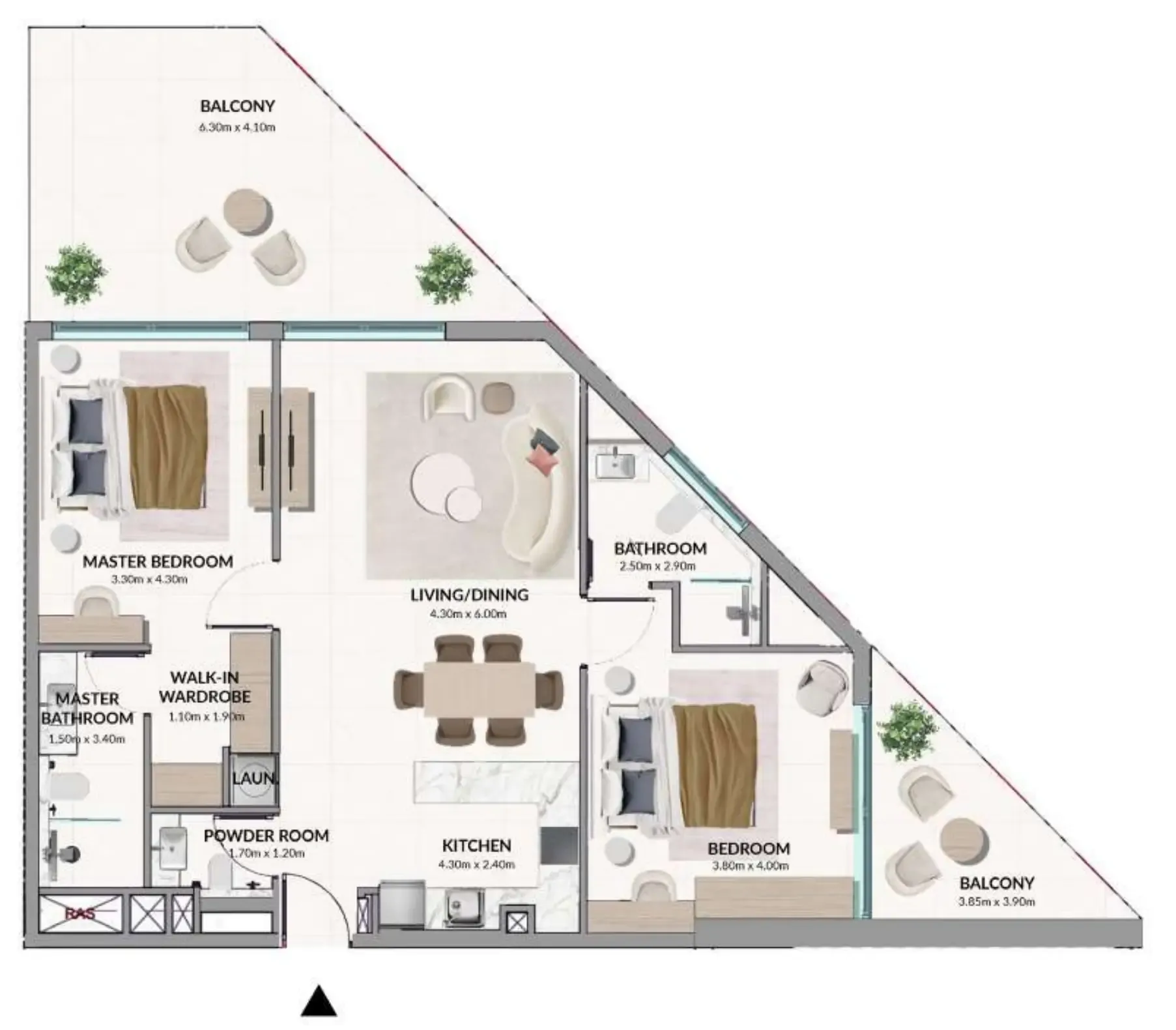 AMIS Development Woodland Terraces 2BR floor plan