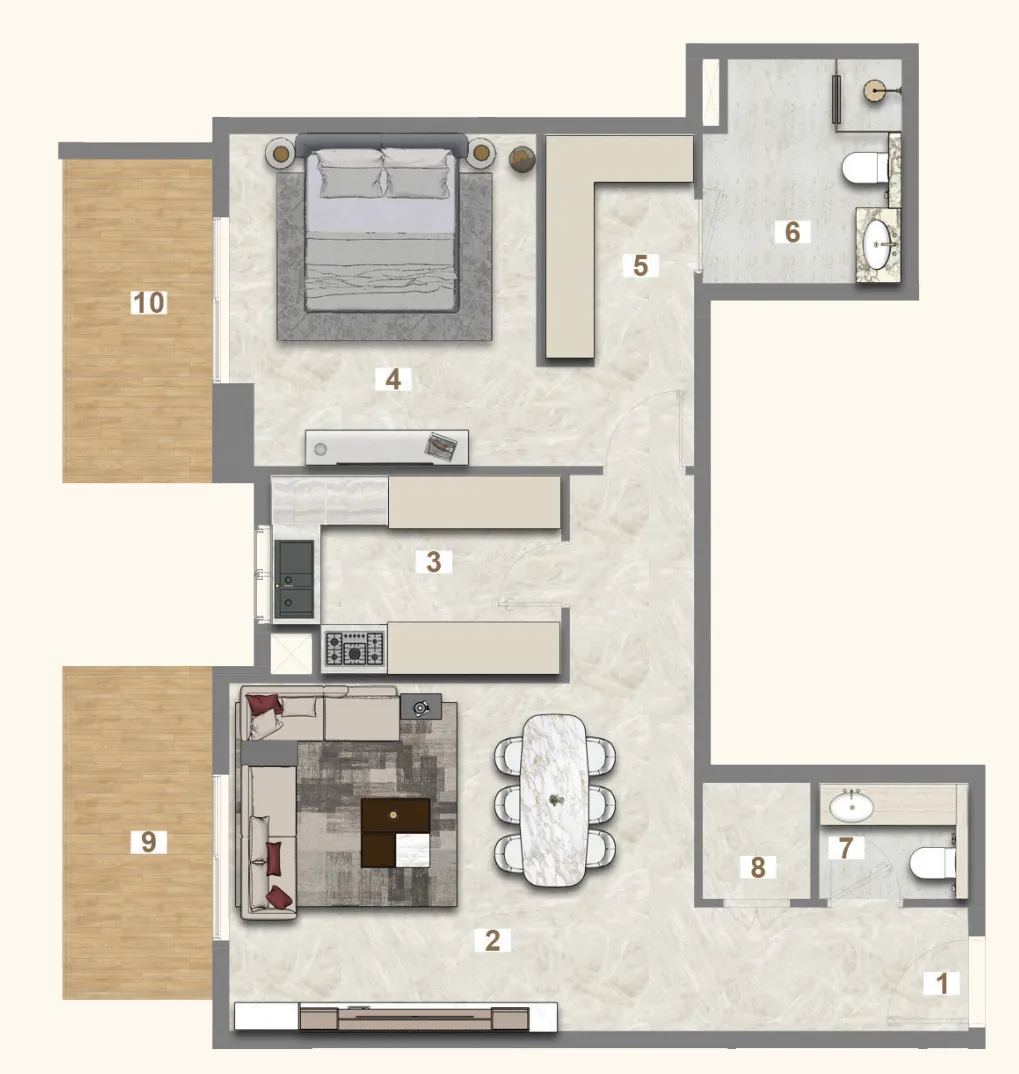 1 bed