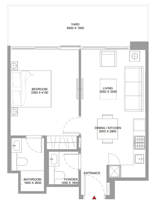 1 bedroom floor plan