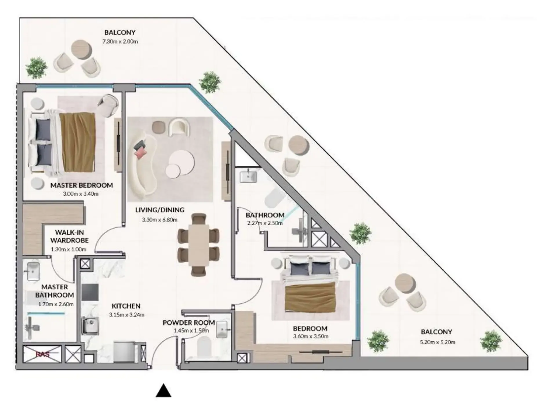 AMIS Development Woodland Terraces 2BR floor plan