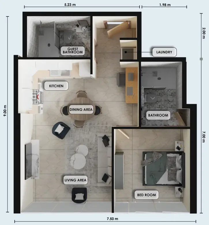 1 bed