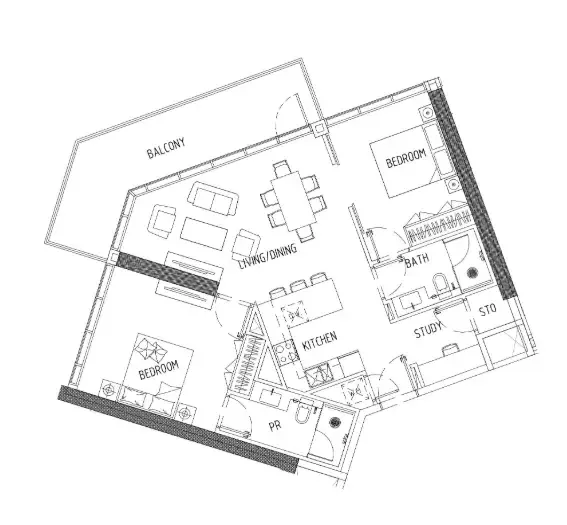 2 bedrooms floor plan