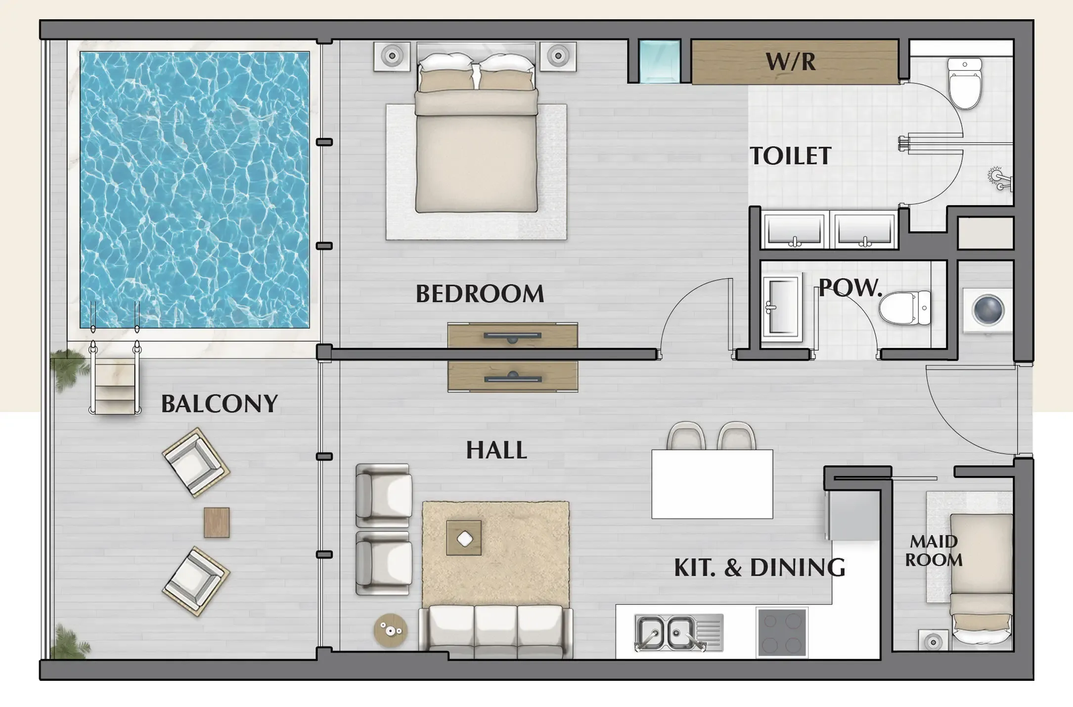 1 bedroom floor plan