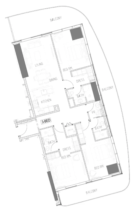 DAMAC Damac Bay 2 3BR floor plan