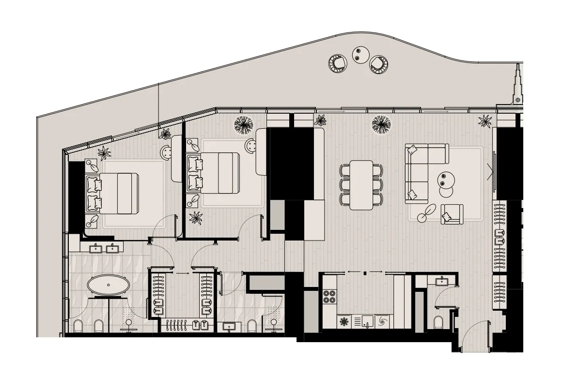 Mered Iconic Tower 2BR floor plan