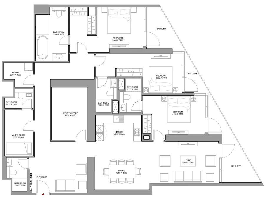 3 bedrooms floor plan
