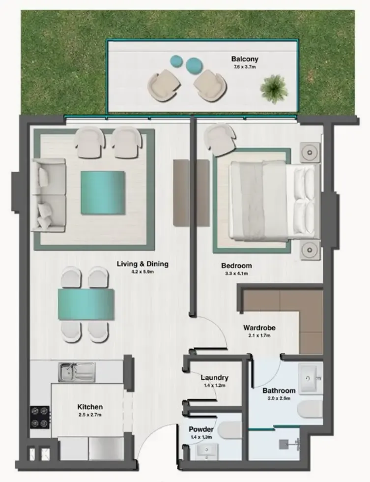 1 bedroom floor plan