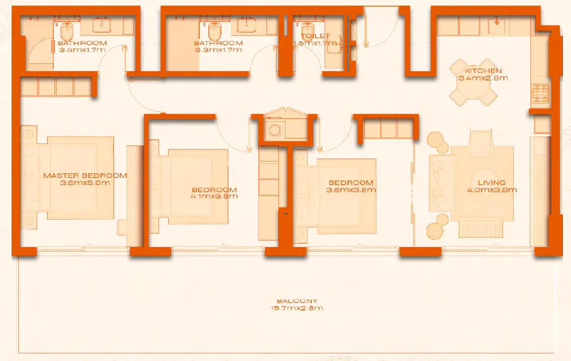 3 bedrooms floor plan