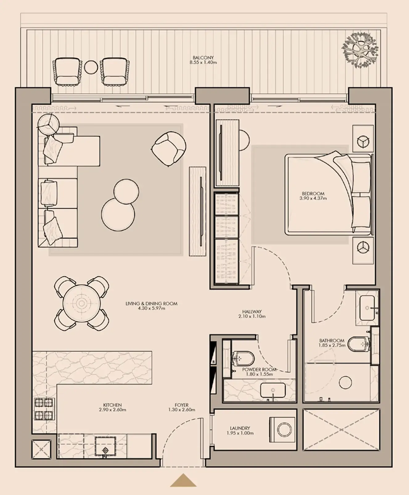 1 bedroom floor plan