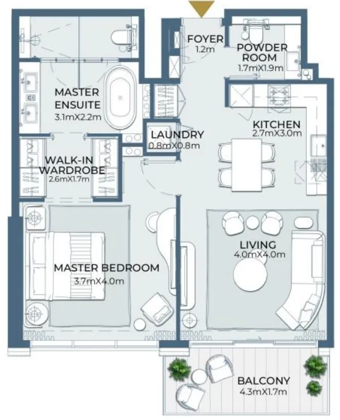 1 bedroom floor plan