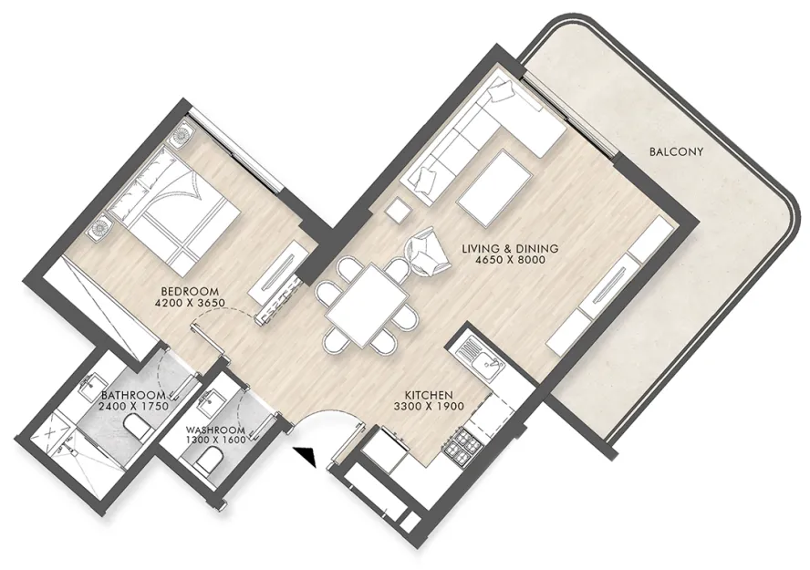 1 bed