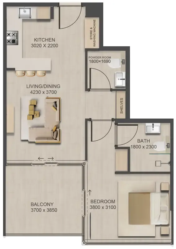 1 bed