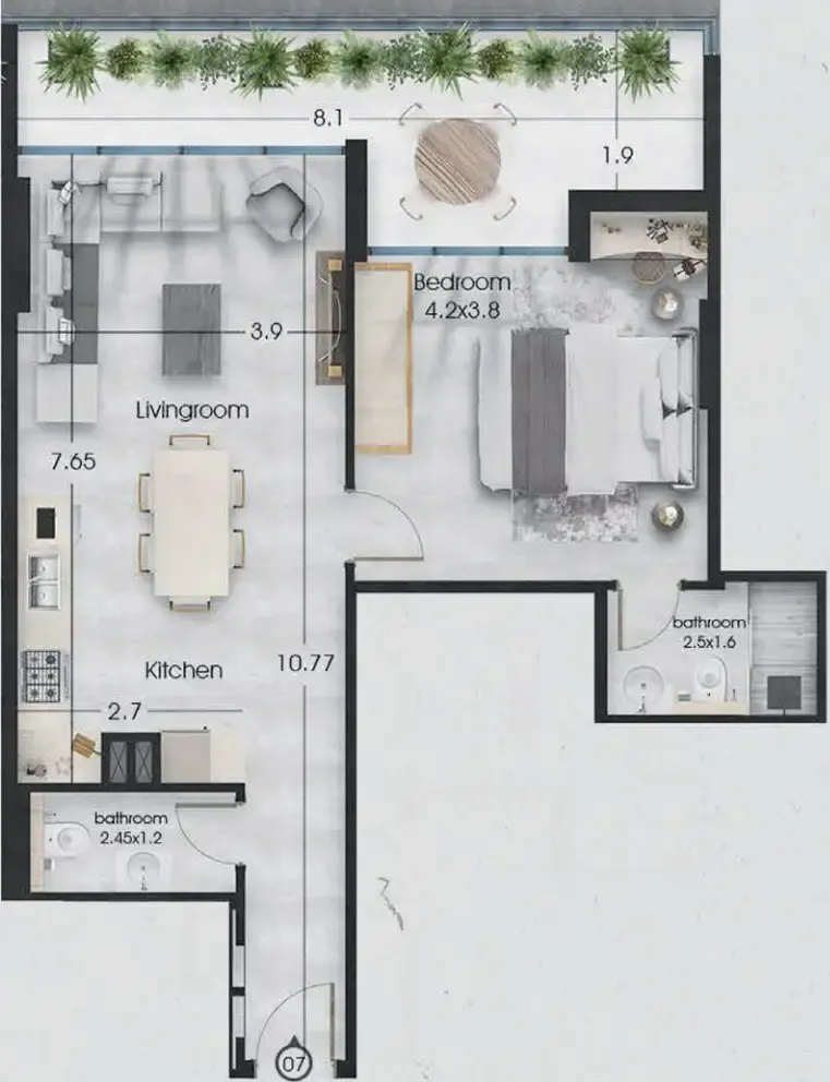 1 bed