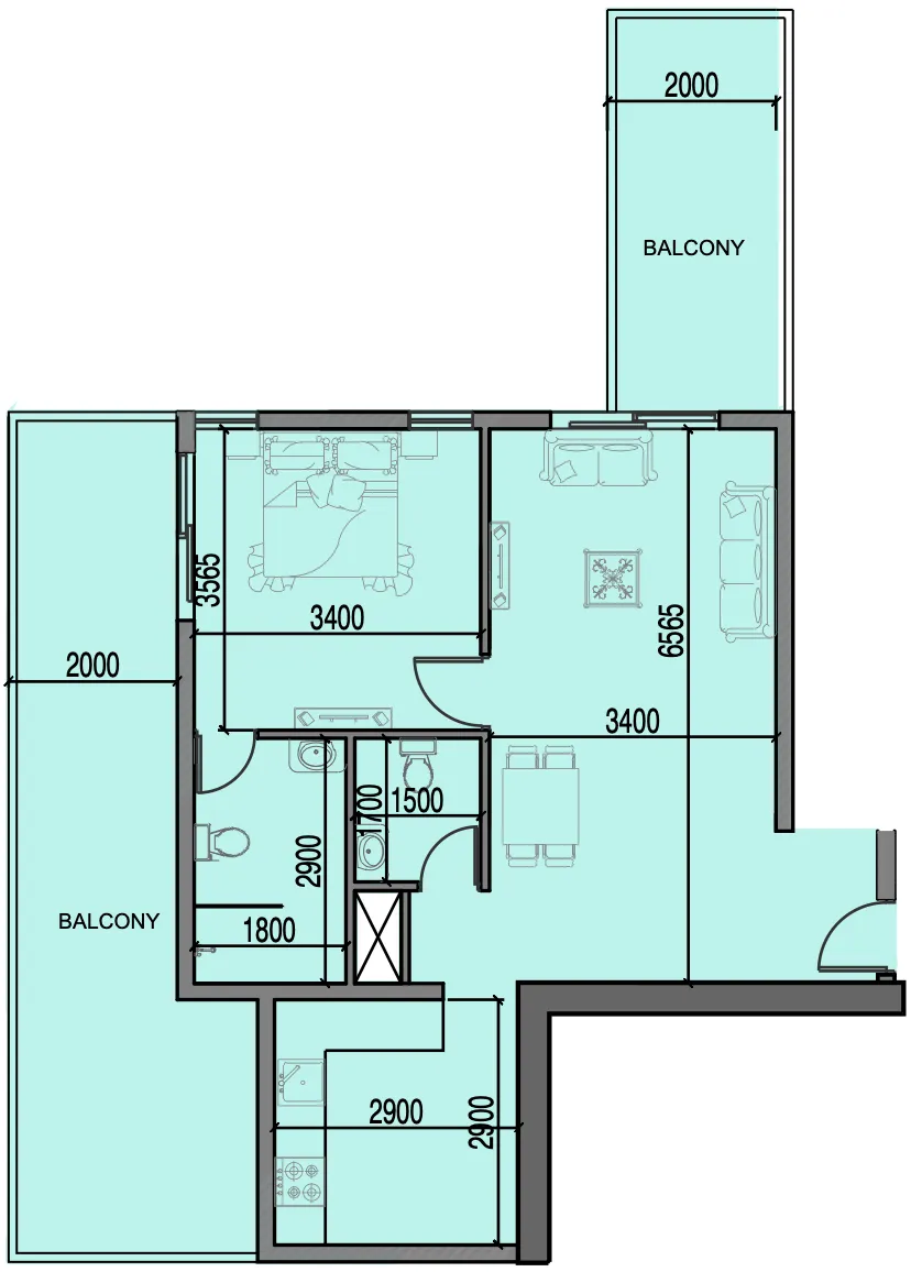 1 bedroom floor plan