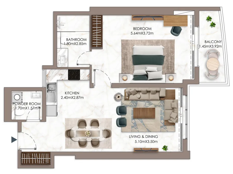 1 bed
