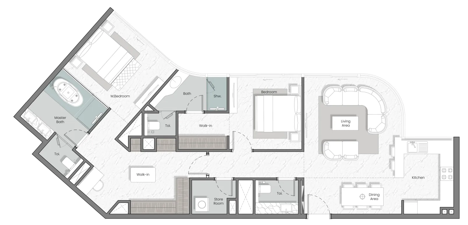 2 bedrooms floor plan