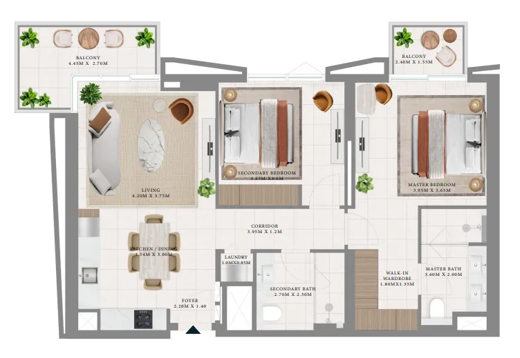 Emaar Hillsedge 2BR floor plan
