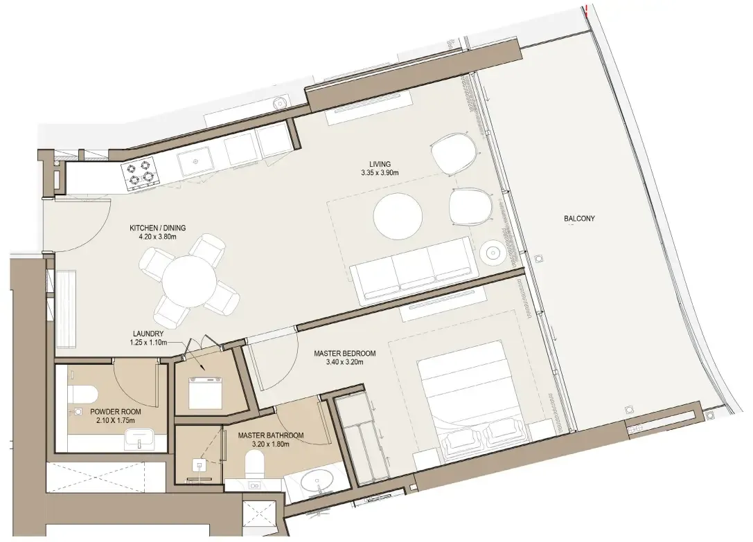 One Development Laguna Residence 1BR floor plan