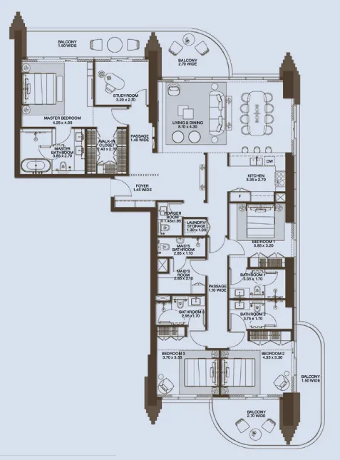 4 bedrooms floor plan