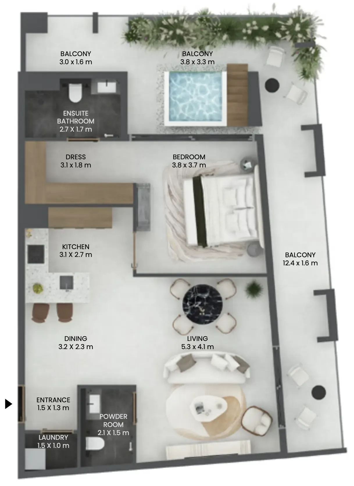 1 bedroom floor plan