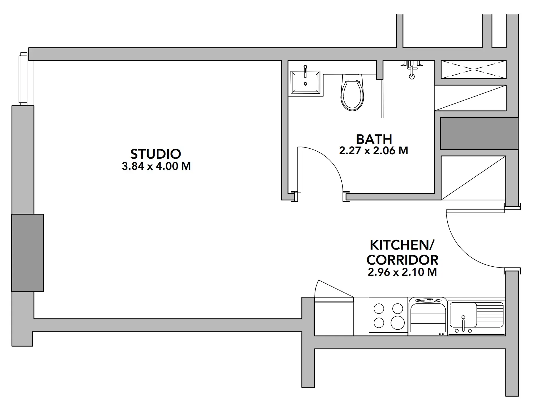 Blue Pearls — Studio floor plan