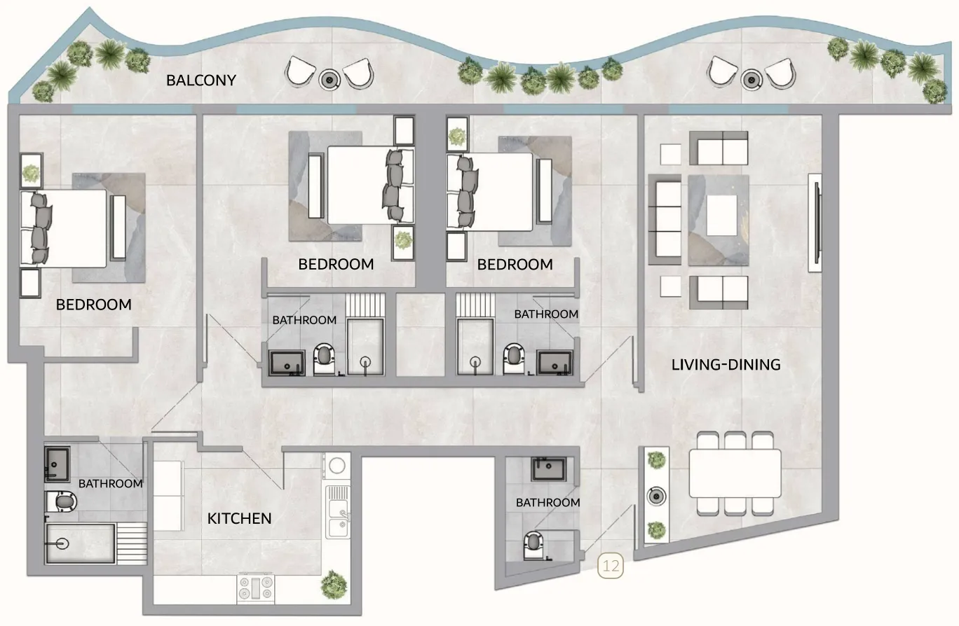 3 bedrooms floor plan