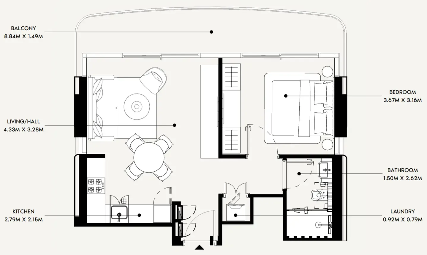1 bedroom floor plan
