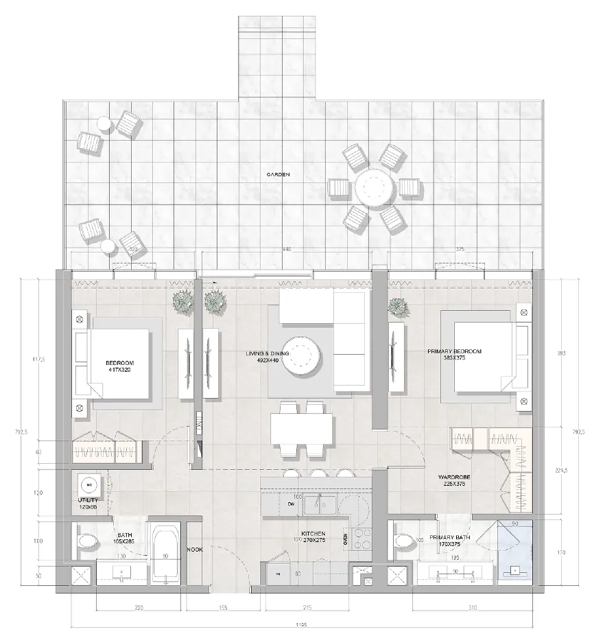 RAK Properties Solera Downtown Mina 2BR floor plan