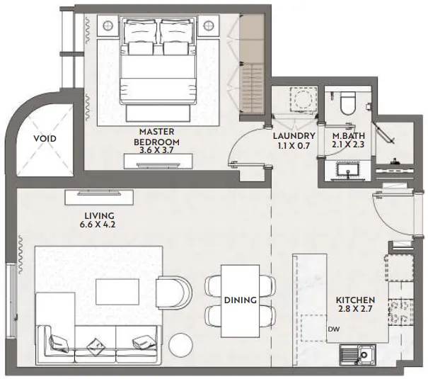 1 bedroom floor plan