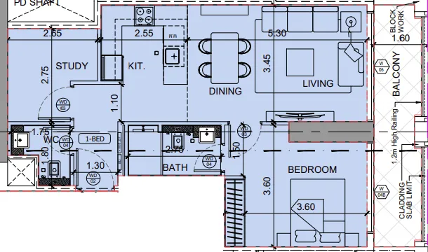 1 bed