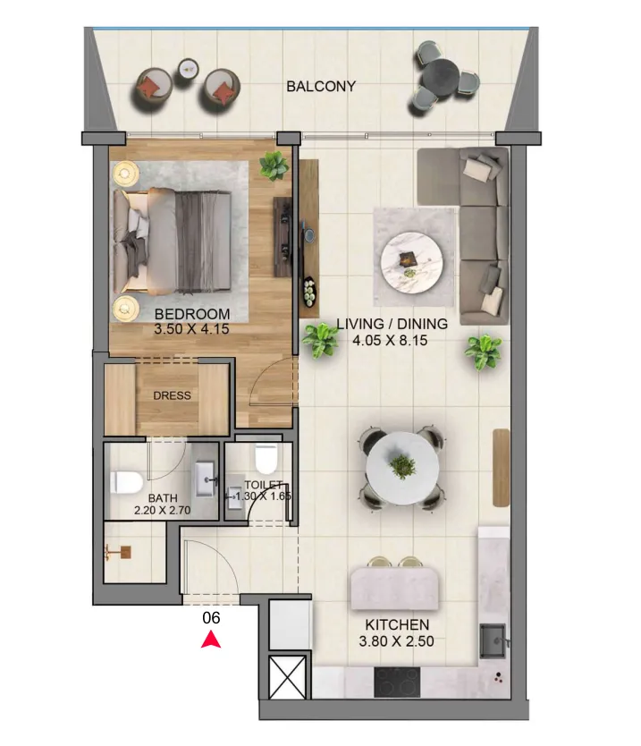 1 bedroom floor plan