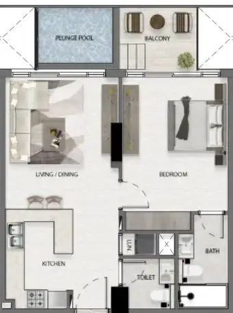 Deca Avana Residences 1BR floor plan
