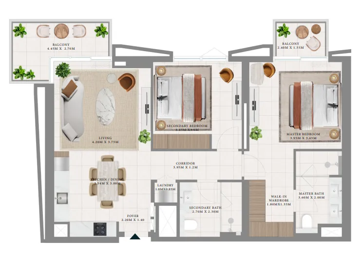 Emaar Hillsedge 2BR floor plan