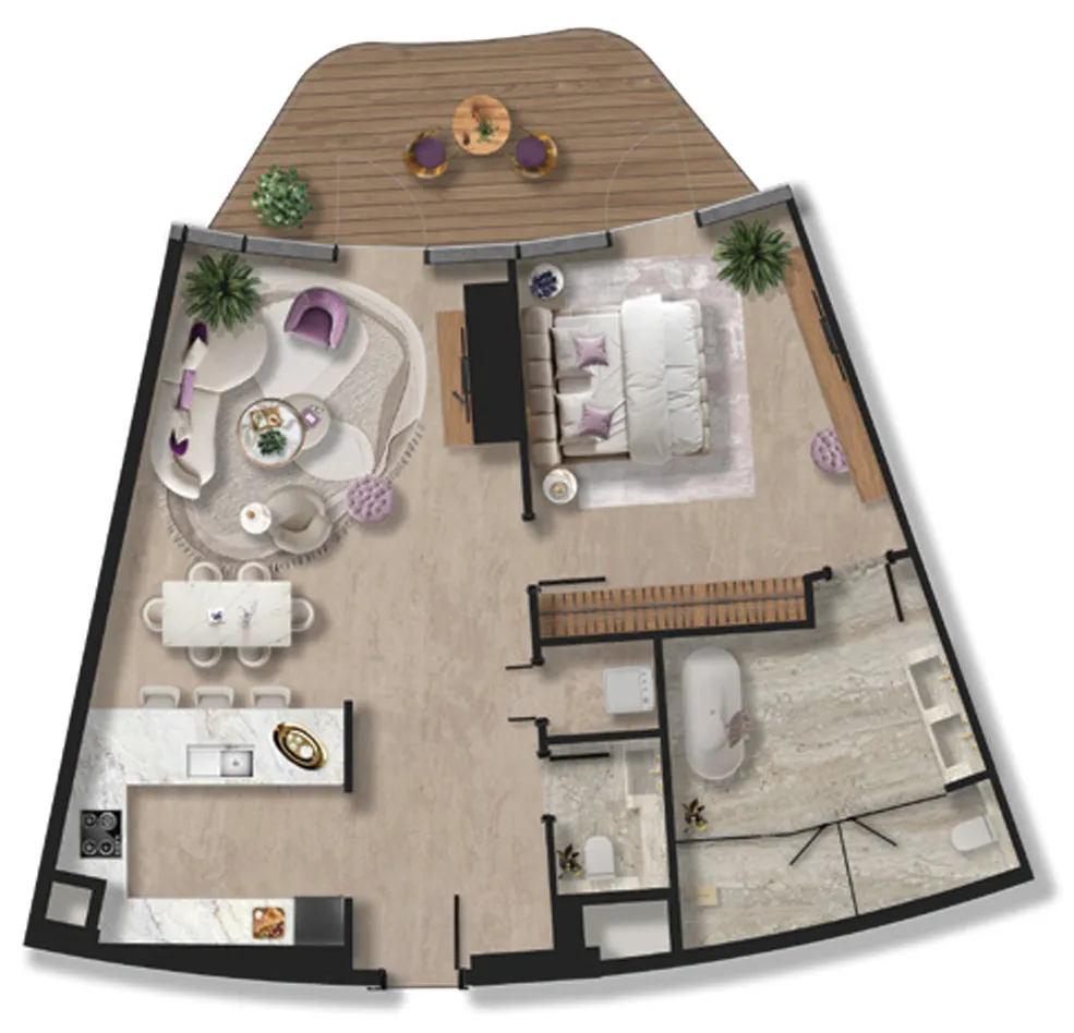 BNW Developments Taj Wellington Mews 1BR floor plan