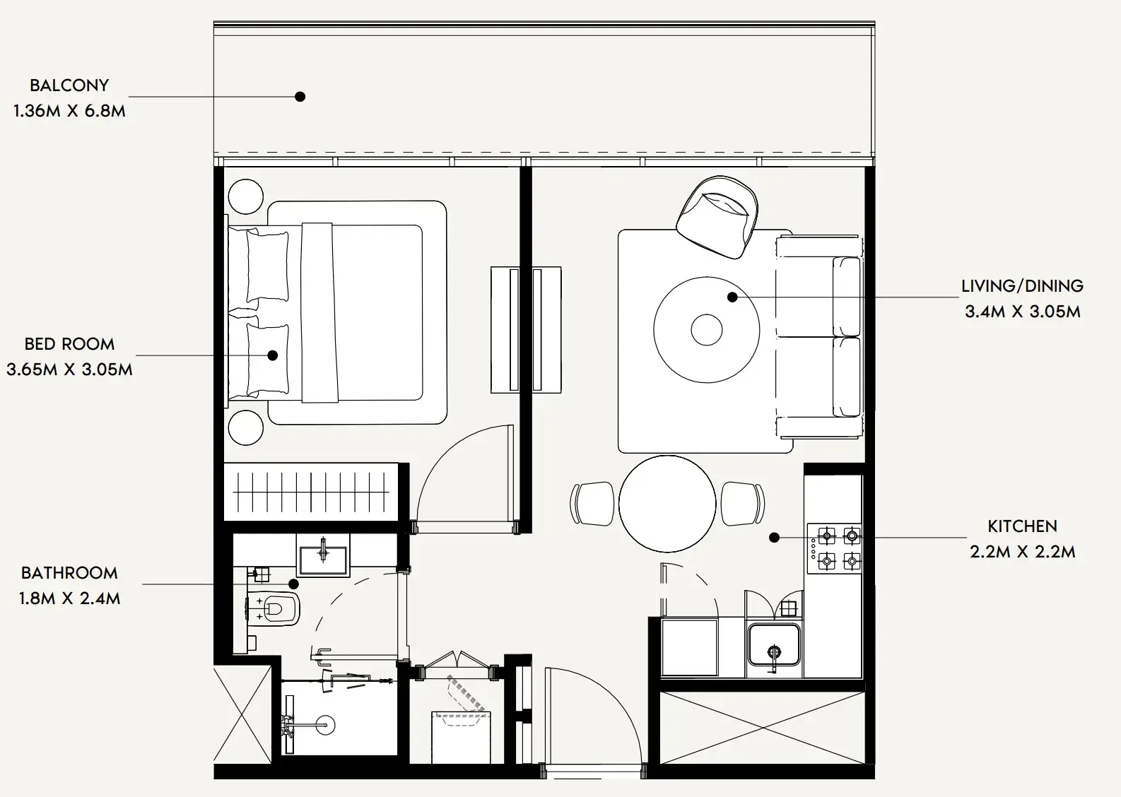 1 bedroom floor plan
