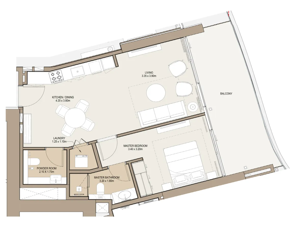 One Development Laguna Residence 1BR floor plan