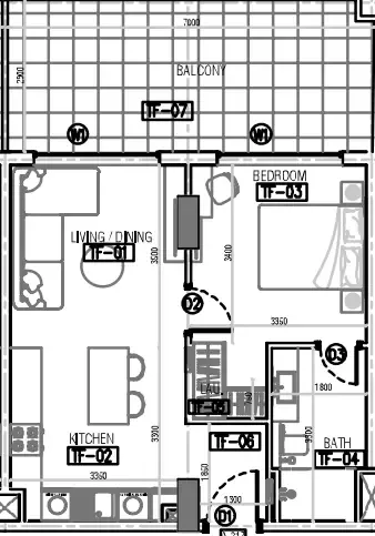 Laya Developers (Akshara Global) Laya Courtyard 1BR floor plan