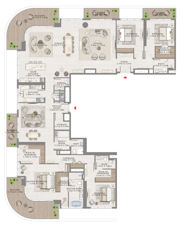 4 bedrooms floor plan