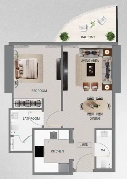1 bedroom floor plan