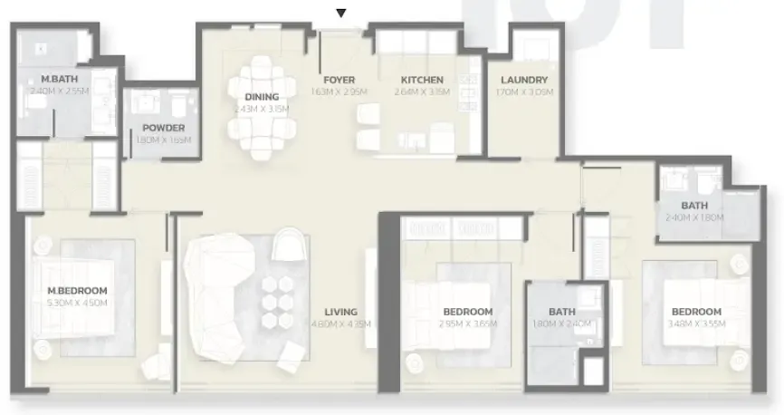 3 bedrooms floor plan
