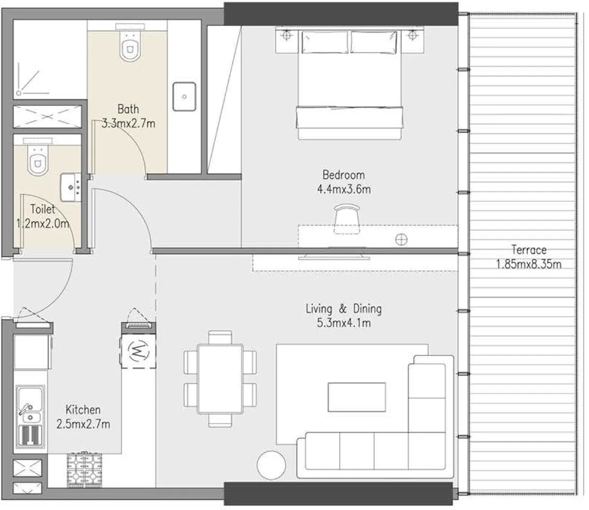 1 bed