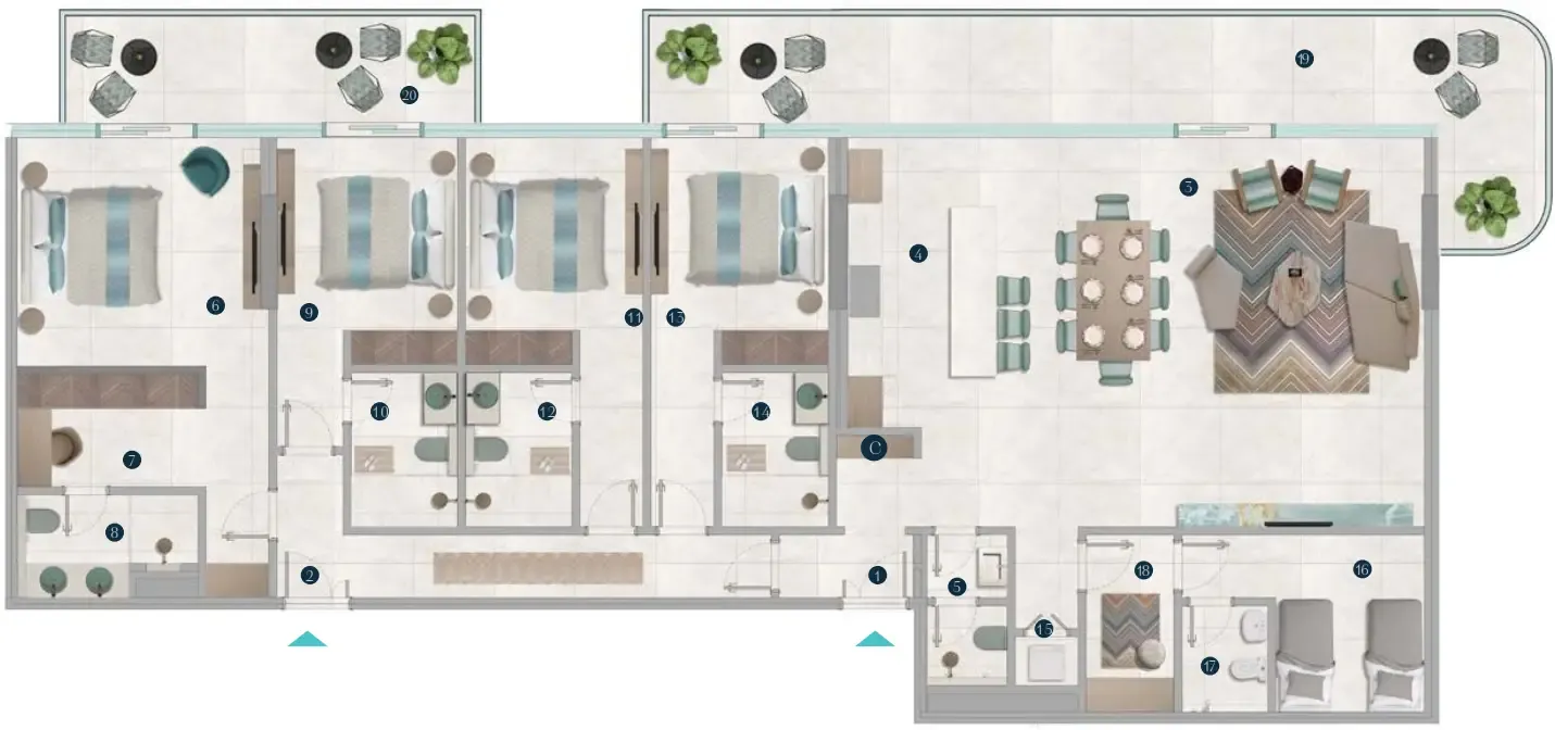 4 bedrooms floor plan
