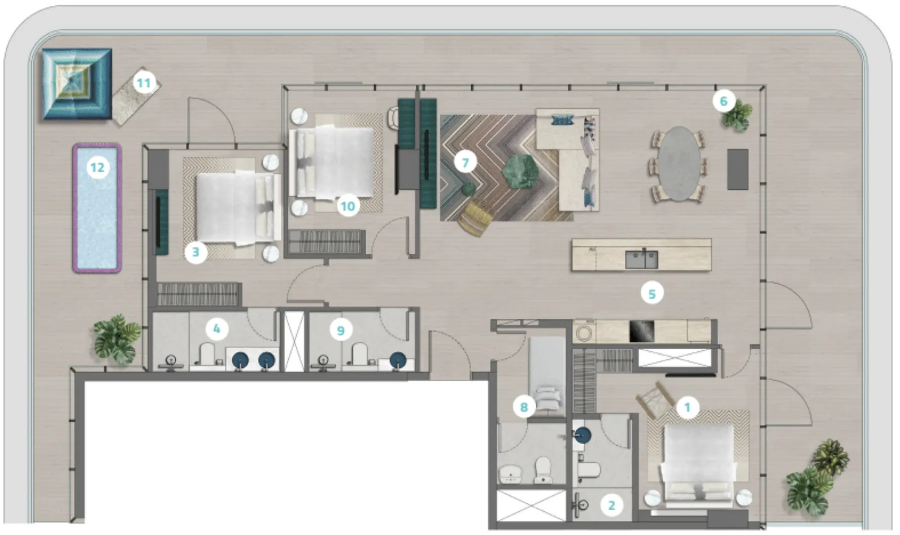Durar Group Trio Isle 3BR floor plan
