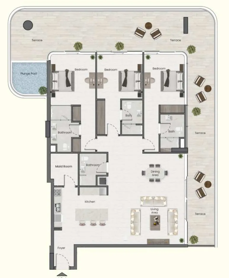 3 bedrooms floor plan