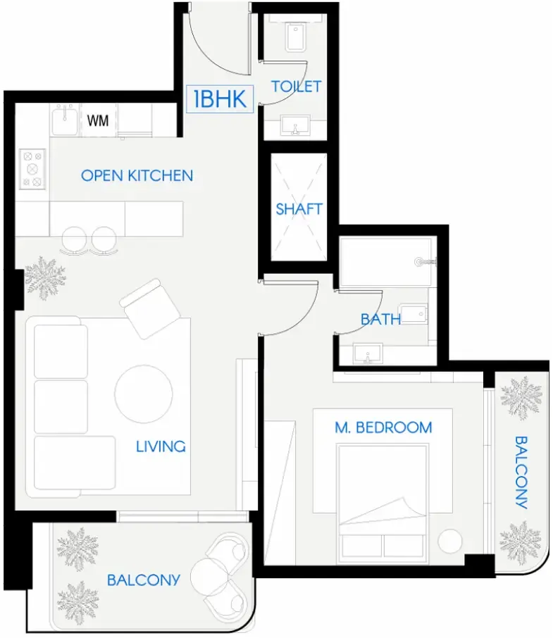 1 bedroom floor plan