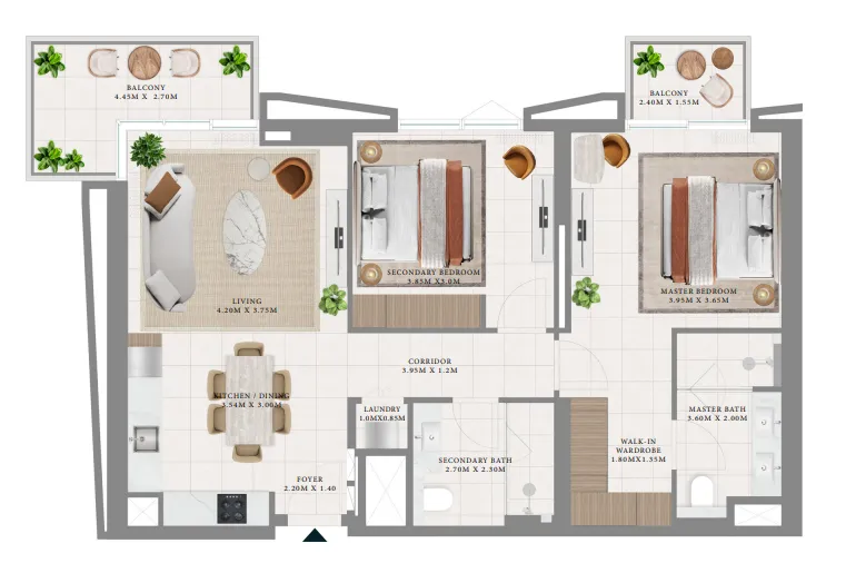Emaar Hillsedge 2BR floor plan
