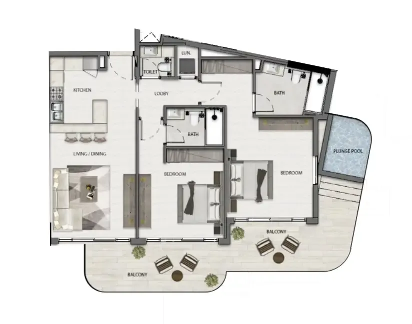 Deca Avana Residences 2BR floor plan