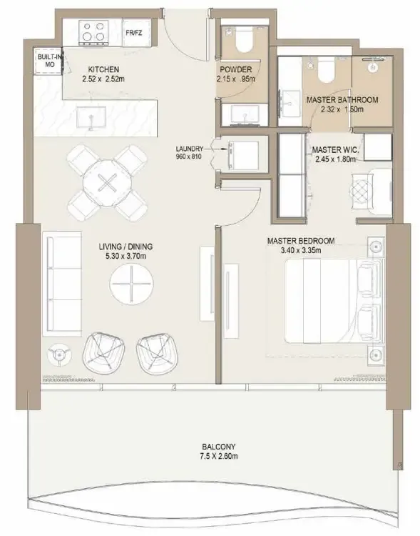 One Development Laguna Residence 1BR floor plan