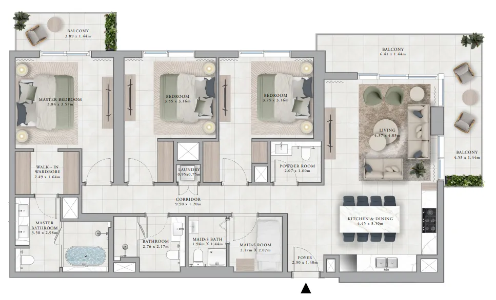 3 bedrooms floor plan