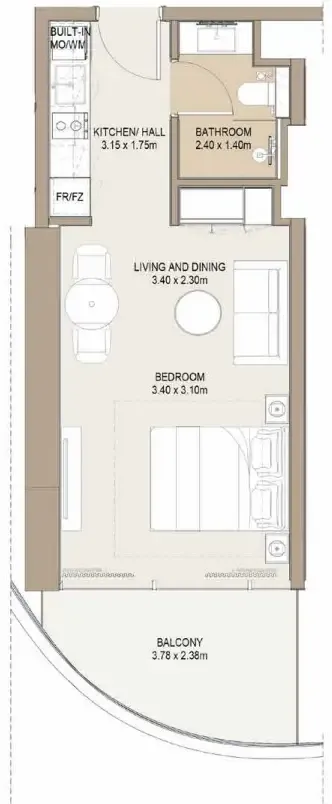 One Development Laguna Residence Studio floor plan